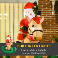 HOMCOM 6ft Christmas Inflatables Outdoor Decorations Santa Claus Riding a Rocking Horse, Blow-Up Yard Christmas Decor with LED Lights Display(m-4)
