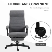 Vinsetto Computer Desk Chair, High-Back Office Chair, Reclining Chair with Adjustable Height, Footrest and Swivel Wheels, Grey(m-6)