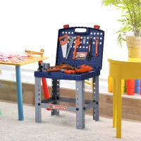 Qaba 68 Pcs Kids Tool Bench, Foldable Pretend Workbench Toy Tool Set, Power Tools Workshop with Electric Drill for Toddler 3 to 6 Years Old(m-2)