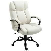 Vinsetto Executive Office Chair with Wide Seat, Computer Desk Chair with Adjustable Height, Swivel Wheels, Cream White(m-1)