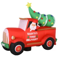 HOMCOM 6ft Christmas Inflatable Santa Claus Driving A Truck with LED Lights, Blow-Up Outdoor LED Yard Display for Lawn, Garden, Party(m-11)