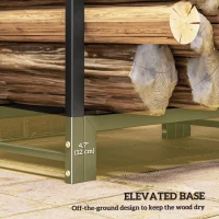 Outsunny 4ft Firewood Rack with Dual Space and Lock Rings, Steel Log Holder for Outdoor Indoor, Black(m-7)