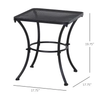 Outsunny 18"x18"x20" Square Garden Metal Bistro Table Outdoor Patio Coffee Side Desk, Black(m-3)