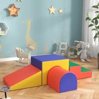 Qaba 4 Piece Foam Play Set, Soft & Safe Kids Toddlers Children Climbing Set for Crawling or Sliding, Assorted(m-9)