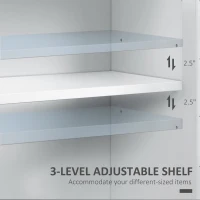 HOMCOM Sideboard, Buffet Cabinet with 4 Tempered Glass Doors, Stripe Pattern and Adjustable Storage Shelf, Credenza, White(m-5)