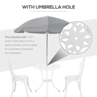 Outsunny 3 Pieces Patio Bistro Set, Outdoor Cast Aluminum Garden Table and Chairs with Umbrella Hole for Balcony, White(m-6)