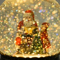 HOMCOM Lighted Christmas Snow Globe with Swirling Glitter, Battery Operated Musical Snow Globe for Holiday, Bronze(m-7)