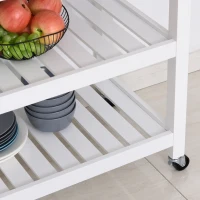 HOMCOM Kitchen Island with Stainless Steel Top, Traditional Kitchen Island with Storage, Butcher Block Cart 2-Tier Open Shelves, Drawers, White(m-8)
