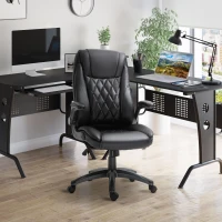 Vinsetto High-Back Office Chair Executive Swivel Computer Desk Chair, with PU Leather, Flip-up Armrest, Black(m-8)