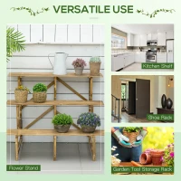 Outsunny 39.5'' L x 31.5" W x 31.5"H 3 Tier Flower Stand Wood Planter Ladder Display  Rack for Garden Indoor Outdoor Backyard Storage Shelf Unit(m-3)