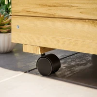 Outsunny Raised Garden Bed with Trellis and Wheels, Outdoor Planter Wooden Elevated Garden Bed for Garden, Patio, Natural(m-9)