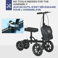HOMCOM Adjustable Steerable Knee Walker, Foldable Knee Scooter with Rubber Wheels, Dual Brake, Crutch Alternative, Black(m-7)