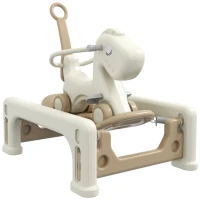 Qaba 5 in 1 Rocking Horse for Toddlers 1-6 Years with Detachable Balance Board, Push Handle, Footrest, Cream White(m-11)