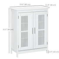 kleankin Modern Bathroom Floor Cabinet, Free Standing Linen Cabinet, Storage Cupboard with 3 Tier Shelves, White(m-3)