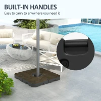 Outsunny Offset Umbrella Base Weight Set, Fillable Outdoor Umbrella Weights, 175 lb. with Water or 230 lb. with Sand, Brown(m-8)