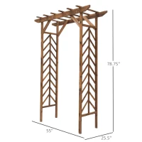 Outsunny 79in Wooden Garden Arbor Arch Trellis with Classic Countryside Style, Pergola Style Roof for Climbing Vines for Ceremony Party Weddings(m-3)