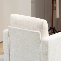 HOMCOM Modern Armchair, Upholstered Chenille Accent Chair with Wood Frame and Back Pillow for Living Room, Cream White(m-9)