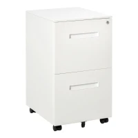 Vinsetto File Cabinet, Vertical Filing Cabinet with Adjustable Partition for A4 Letter Size, Lockable for Office, White(m-2)