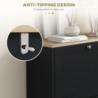 HOMCOM Slim Shoe Storage Cabinet, Modern Shoe Cabinet with 2 Flip Drawers and Adjustable Shelves for 8-12 Pairs, Black(m-7)