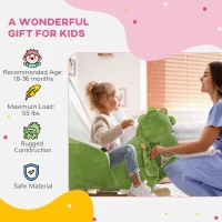 Qaba Rocking Horse, Ride on Dinosaur w/ Seat Belt, 32 Songs & Hand Puppet for 18-36 Months, Green(m-9)