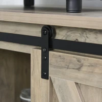 HOMCOM Accent Storage Cabinet, Sideboard, 3-Tier Kitchen Cabinet with Barn Door and Adjustable Shelf, Antique Gray(m-9)