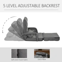 HOMCOM Convertible Floor Sofa Bed, Recliner Armchair Upholstered Sleeper Chair with Pillow for Living Room Bedroom Lounge, Gray(m-6)