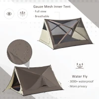 Outsunny 2-3 People Pop Up Camping Tent Waterproof Automatic Instant Tent Portable Cabana Beach Tent with Rainfly, Carry Bag, Windows and Doors, Outdoor Camping Hiking Indoor(m-6)
