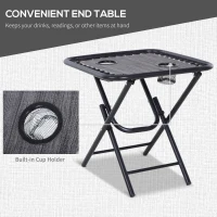 Outsunny Zero Gravity Chair Set of 2 Patio Chair with Side Table Cupholders and Pillows for Pool, Backyard, Lawn, Dark Grey(m-5)