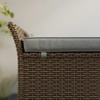 Outsunny 2-In-1 Outdoor PE Rattan Storage Bench, 29 Gallon Patio Wicker Furniture, Basket Box with Handles and Cushion Dark Grey(m-9)