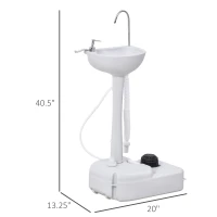 kleankin Portable Hand Washing Station, Handwashing Station Basin with 4.5 Gallon Tank, Rolling Wheels, Soap Dispenser, Towel Holder for RV, Outdoor Events, Gatherings, HDPE, White(m-3)