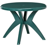 Outsunny 36.25" Dia Round Plastic Patio Table with Umbrella Hole, Outdoor Bistro Dining Table, for Bar, Garden, Backyard, Poolside, Yard, Green(m-11)