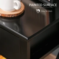 HOMCOM Wooden End Table Narrow Small Nightstand with Drawers Side Table for Bedroom, Black(m-6)