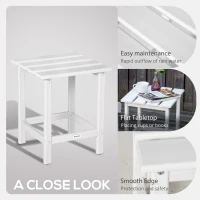 Outsunny Patio Side Table, 15" Square Outdoor End Table, HDPE Plastic Tea Table for Adirondack Chair, Backyard or Lawn, White(m-6)