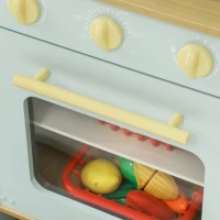 Qaba Pretend Play Kitchen, Kids Kitchen Playset with Stove Microwave Oven, Turning Knobs, Cooking Accessories(m-9)