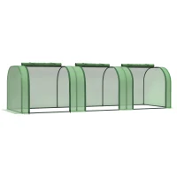 Outsunny 9.7' L x 3' W x 2.5' H Portable Tunneled Greenhouse with 3 Zippered Doors, Water/UV Fighting PE Cover(m-1)