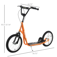 Aosom Youth Scooter Kick Scooter for Kids 5+ with Adjustable Handlebar Front and Rear Dual Brakes, Orange(m-3)