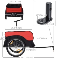 Aosom Bike Cargo Trailer Bicycle Luggage Carrier Cart with Cover Black Red(m-3)