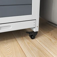 PawHut 2-Tier Indoor Rabbit Hutch Rabbit Cage with Wheels, Feeding Trough, Gray(m-9)