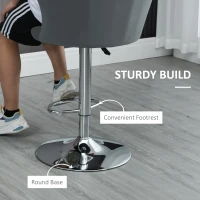 HOMCOM Adjustable Bar Stools Set of 2, Velvet Upholstered Kitchen Stool, Swivel Counter Height Barstool with Footrest for Dining Room, ‎Grey(m-7)