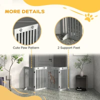 PawHut 80" Extra Wide Freestanding Pet Gate with Support Feet, Light Grey(m-5)