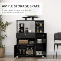 HOMCOM Compact Kitchen Pantry Buffet Server Hutch Storage Cabinet  with Microwave Oven Stand Drawer and Shelves, Black(m-4)