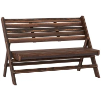 Outsunny 2-Seater Wooden Outdoor Bench, Foldable Garden Bench with Slatted Backrest and Seat, Patio Loveseat, Carbonised Finish(m-11)