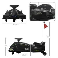 Aosom 12V Electric Drifting Go Kart w/ Slow Start, Music, Lights, Black(m-3)