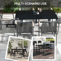 Outsunny Rectangle Patio Dining Table for 6 People with Steel Legs, Metal Tabletop for Garden, Backyard, Lawn, Balcony, Black(m-6)