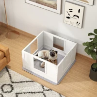 PawHut Whelping Box for Dogs with Whelping Pad, Adjustable Entrance, Non-slip Foot Pads, for Small Dogs, White(m-10)