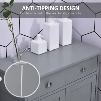 kleankin Freestanding Bathroom Floor Cabinet, Organizer Floor Tower with 2 Door, 2 Drawers, Adjustable Shelf, Grey(m-7)