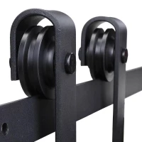 HOMCOM 6.6FT CARBON STEEL Sliding Wood Barn Door Hardware Track Set Door System Carbon Steel J Shape Roller(m-9)