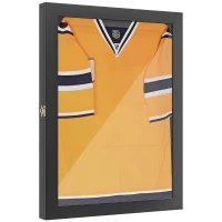 HOMCOM 28" x 35" Hockey Jersey Frame, Jersey Shadow Box for Basketball Football Baseball, Black(m-11)