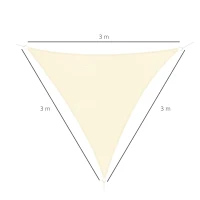 Outsunny Triangle 10' x 10' x 10' Outdoor Sun Shade Sail, Garden Cover UV Block Fabric Canopy for Patio, Deck, Cream(m-3)