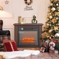 HOMCOM 26" Freestanding Electric Fireplace with Mantel, 1400W Replaceable Fireplace Insert Heater with 3D Flame Effect, Brown(m-10)